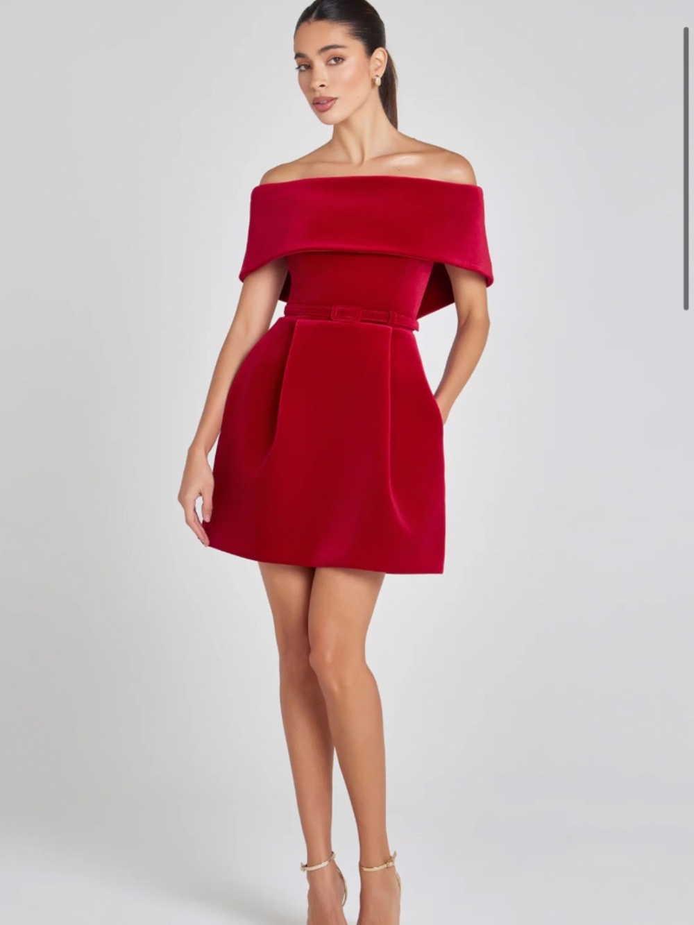 Nadine Merabi Carmen red dress